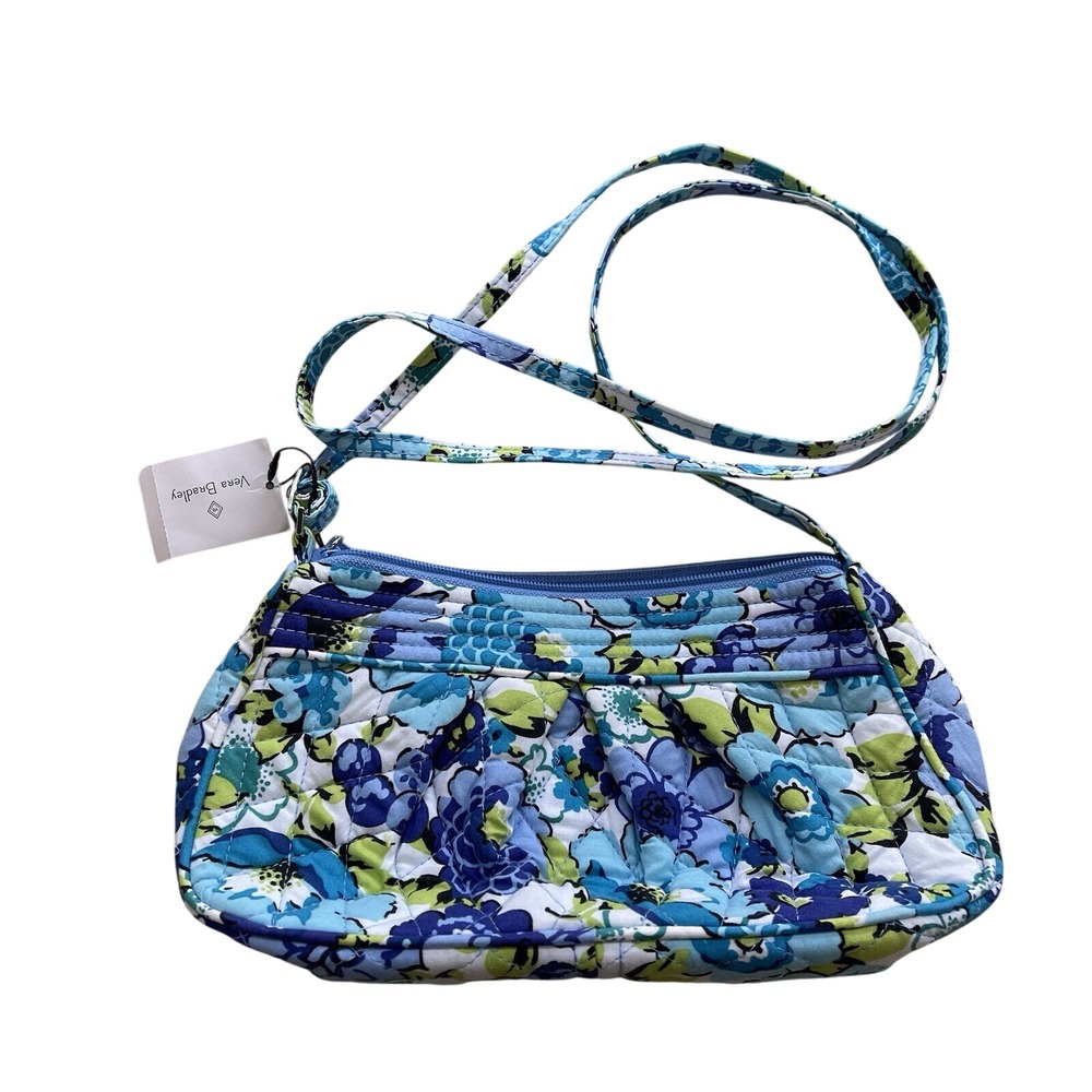 Rare New Vera Bradley Frannie Blueberry Blooms‎ Floral Crossbody Strap Small Bag